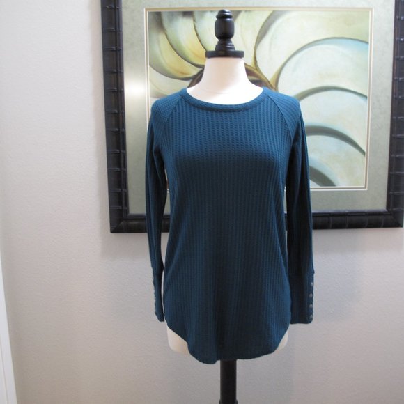 CHASER - Dark Turquoise Waffle Knit Thermal Top - Picture 8 of 11
